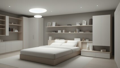 Fototapeta na wymiar Minimalist Bedroom | ai-generated