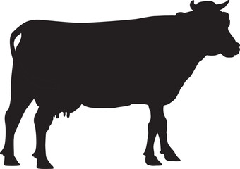 angry cow illustration, cow vector suitable for eid al adha logo, cow silhouette suitable for qurban coupon background
