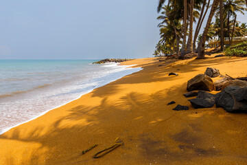 Indian ocean golden beach landscape with buried rope