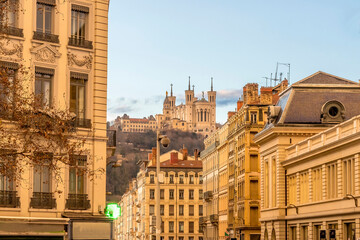 Basilica of Notre Dame Outside From Downtown Lyon France