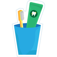 Set of cute icon in bathroom concept.