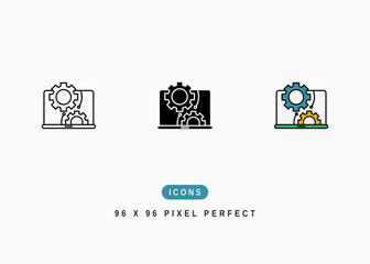 Technical Support Icon. Computer Help Service Symbol Stock Illustration. Vector Line Icons For UI Web Design And Presentation
