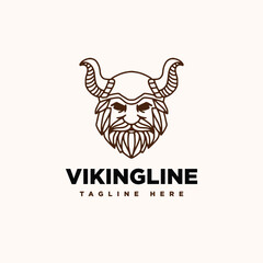 monoline viking face icon logo design inspiration template