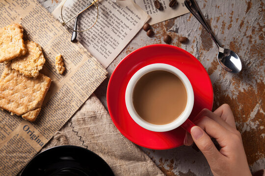 Savoring the Sip - A close-up image capturing the anticipation of someone about to take a sip of their favorite coffee