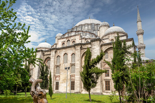 Day shot of Sehzade Mosque, or Sehzade Camii, a 16th century Ottoman imperial mosque commissioned by Suleiman the Magnificent, located in the district of Fatih, on the third hill of Istanbul, Turkey