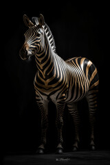 Fototapeta na wymiar Aesthetic photo of Zebra with black golden details