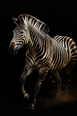 Fototapeta na wymiar Aesthetic photo of Zebra with black golden details