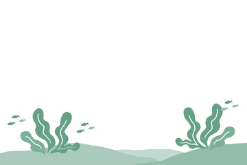 水中の魚と海藻の背景イラスト