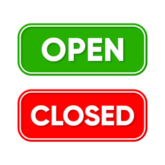 Open and closed signs vector set
