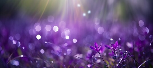Purple shiny lights floral background. Generative AI technology.