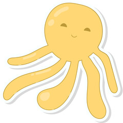 set of sea life stickers, doodles, clipart with white edge. Good for posters, prints, cards, kids apparel decor, sublimation, labels