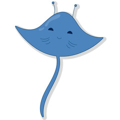 set of sea life stickers, doodles, clipart with white edge. Good for posters, prints, cards, kids apparel decor, sublimation, labels