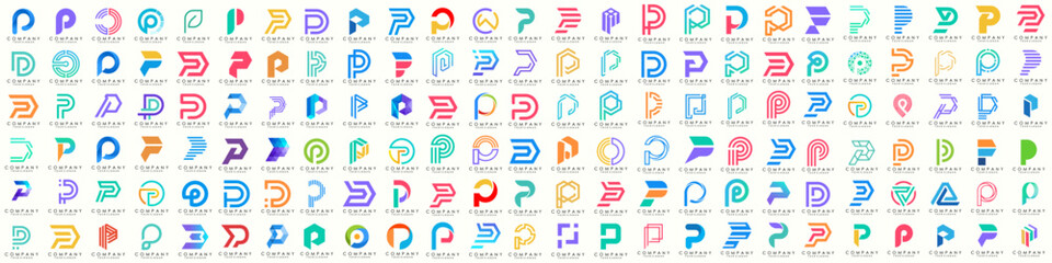 mega collection letters P logo design. modern creative monogram icon design inspiration.