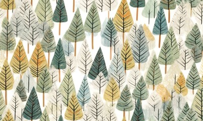 Fototapeta premium fir woods in water style seamless pattern