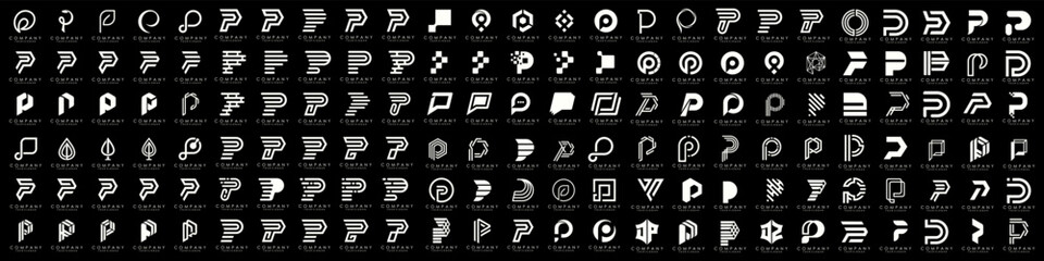 mega collection letters P logo design. modern creative monogram icon design inspiration.