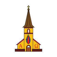 Church icon in flat style isolated on white background. Religion symbol stock vector illustration.