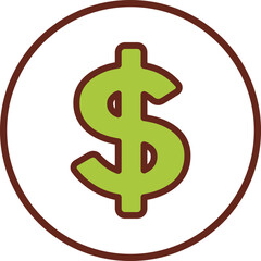money sign flat icon in circle.