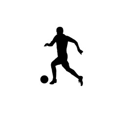 Fototapeta na wymiar Soccer player silhouette. Black and white soccerplayer illustration.