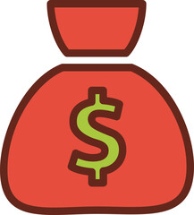 money bag flat icon 3 colors.