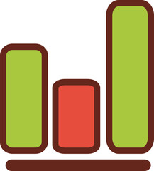 financial graph flat icon 3 colors.