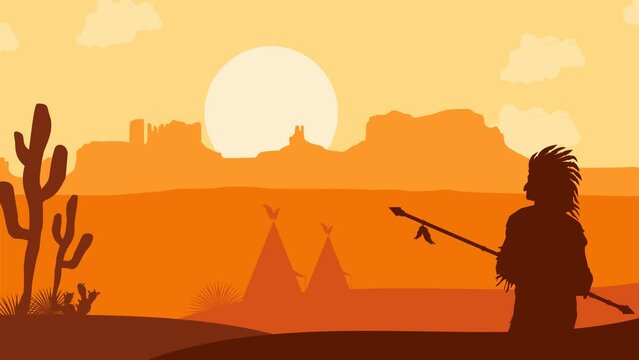 animated native american day background design suitable for use on native american day event in united states with arizona view