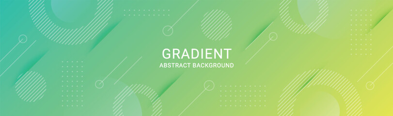 Green gradient abstract background with geometric element. Template banner for web, business and more.