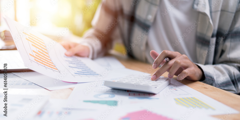Aufkleber statistical analyst reading graph report and business statistics charts ,Analysis and improvement of corporate strategy ,manage financial and marketing documents ,Statistics and Data Concepts