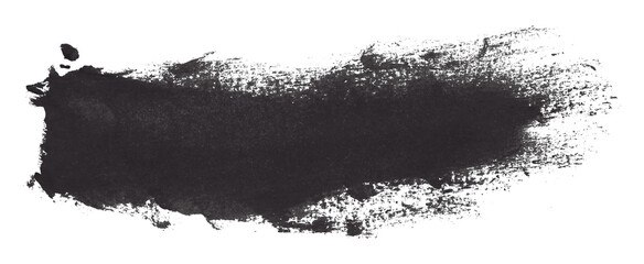 Shiny black gray brush watercolor painting isolated on transparent background. watercolor png