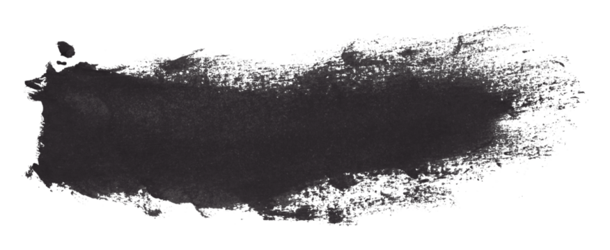 Shiny black gray brush watercolor painting isolated on transparent background. watercolor png