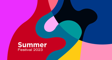 Vector colorful abstract fluid background for summer festival 2023