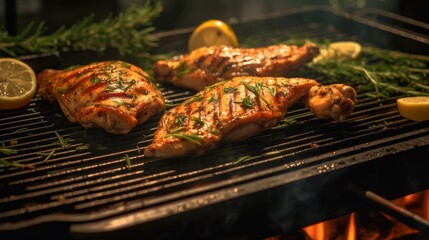 Grilled chicken with wonderful herbs. Generative AI