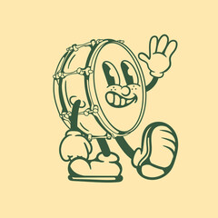 Vintage character design of snare drum