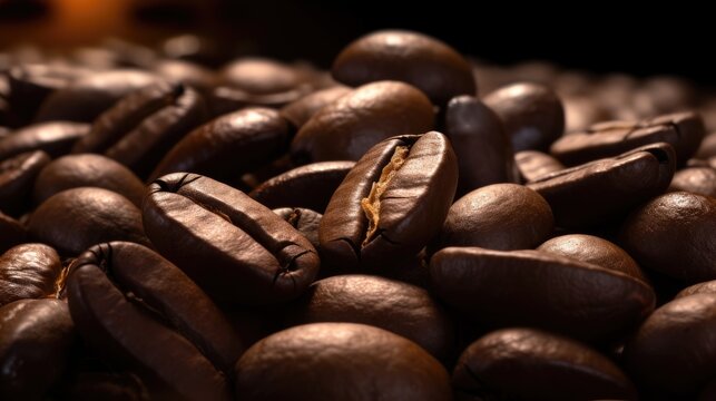 Close-up of Coffee beans. Generative ai