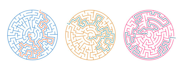 collection of round maze pattern banner challenge for your kids