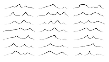 hand drawn style high mountain alpine background in set