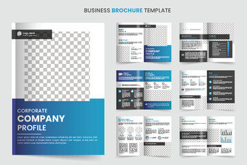 Brochure template layout design and corporate company profile minimal 12-page brochure template design