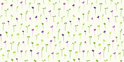 Fresh microgreens pattern on a white background