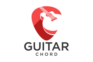 Guitar logo Design Vector Stock Illustration.modern music,Guitar Shop Logo. Rock music festival logo