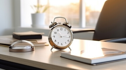 close up of calendar and alarm clock on the white table, planning for business meeting or travel planning concept biright lighting