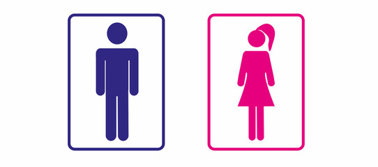 A set of icons for the toilet. Signage for men, women. Signboard for men's and women's toilets, illustration. Isolated on a white background