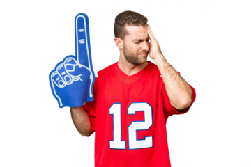 sports fan man over isolated chroma key background with headache