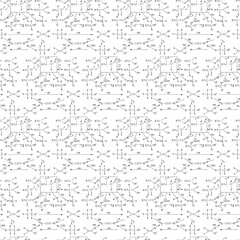 Chemical formula and outlines on whiteboard. Vector seamless pattern. Scientific  and education background. 