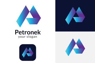 Petronek p gradient logo design template