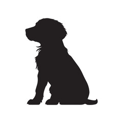 Puppy dog silhouette with vector illustration, white background