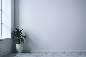 Experience the spaciousness and purity of a pristine white wall with a smooth, seamless finish. Emphasize simplicity and cleanliness, creating an atmosphere of serene elegance.