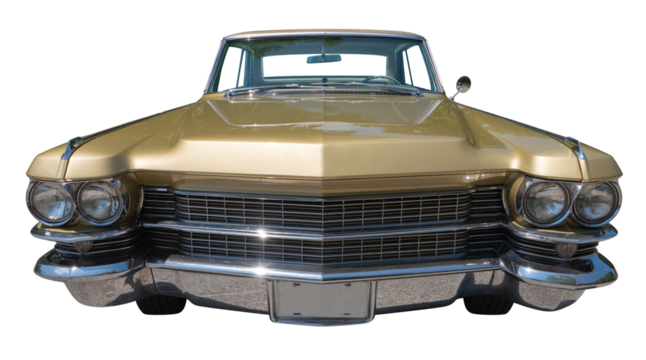 old vintage car isolated on transparent png background, American car front view