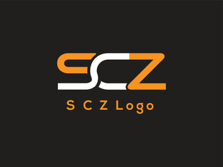 SCZ letter monogram logo design vector. color with yeloo and with logo design in illustration. Vector logo, calligraphy designs for logo, Poster, Invitation, etc.