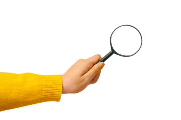 magnifier in hand  isolated on transparent background