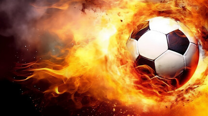Fototapeta na wymiar soccer ball in fire. Wallpaper, Background, Banner Sports. Ai generated