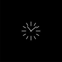 Clock icon in flat style isolated on dark background